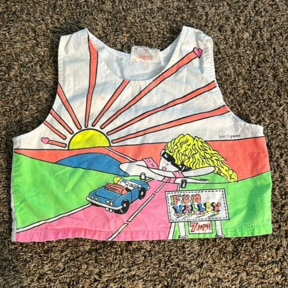 VTG Les Copines Kids 80s/90s Top Neon Colors Size 8 - Picture 2 of 9